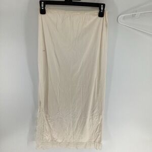 Womens Half Slip Skirt Cream Nylon Lace Hem Underskirt M